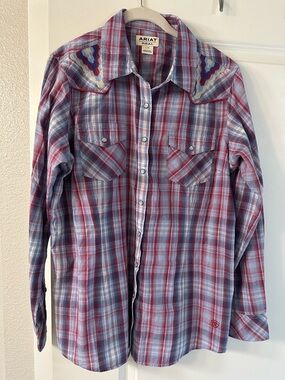 Ariat Plaid Western Shirt with Embroidered Yokes